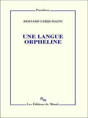 cover image of Une langue orpheline